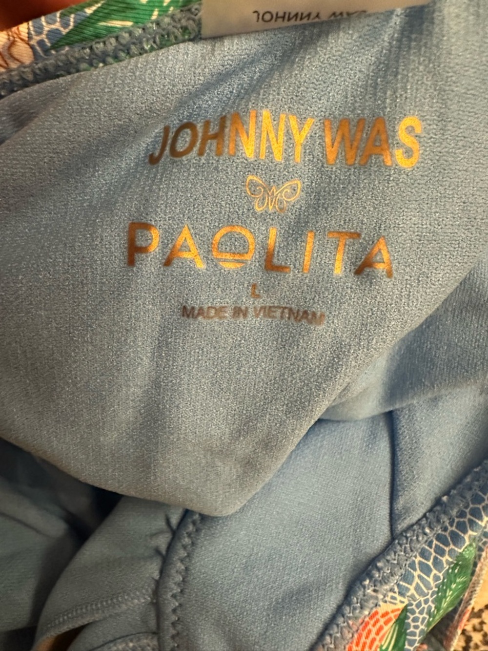 Johnny Was Paolita One Piece Swimsuit Blue Tropical Lion Print Ruched | Size L - Picture 4 of 5
